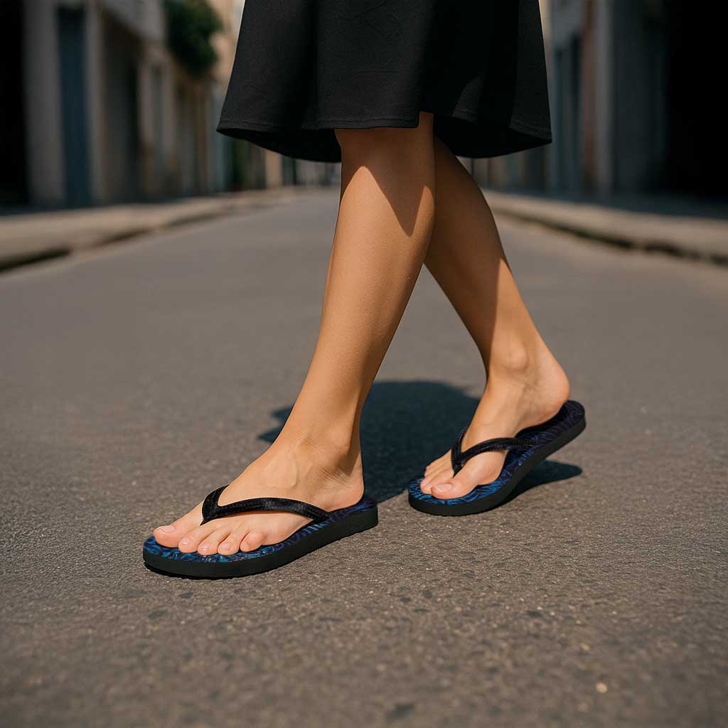 New Zealand New Year-Matariki Flip Flops Aotearoa Maori Tattoo Galaxy Sky LT03 - Polynesian Pride