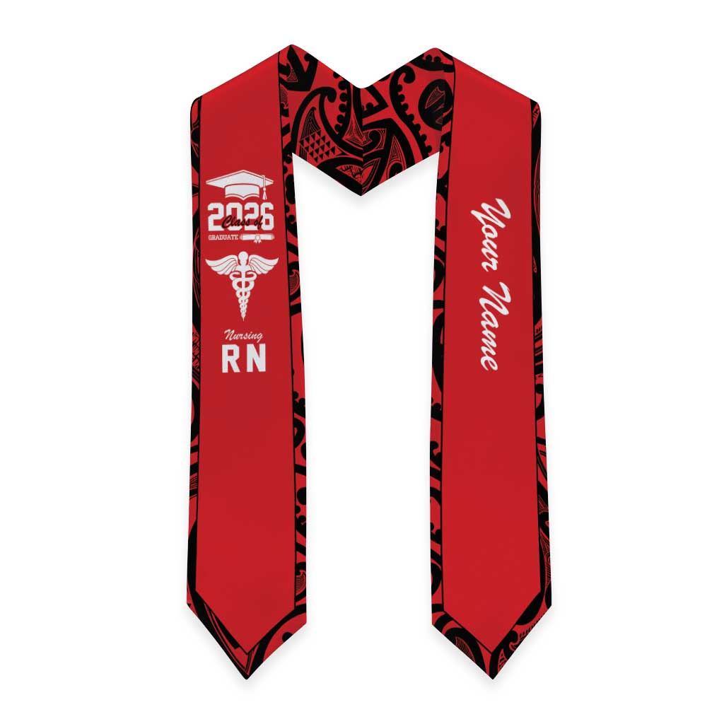 New Zealand Nurse RN 2026 Personalised Graduation Stole Red Maori Pattern Cultural Pride LT9 - Polynesian Pride
