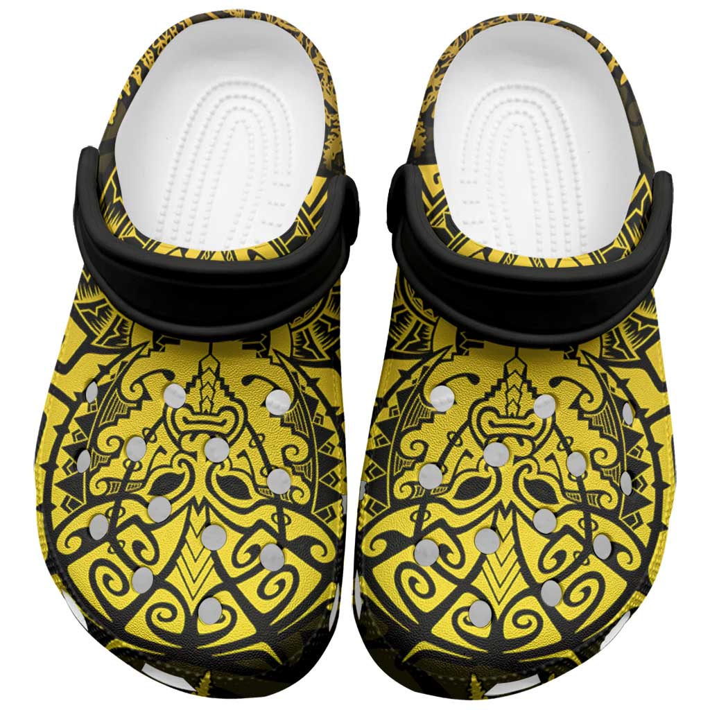 New Zealand Rugby All  Gold Clogs Shoes Silver Fern All Black Mix Ta Moko