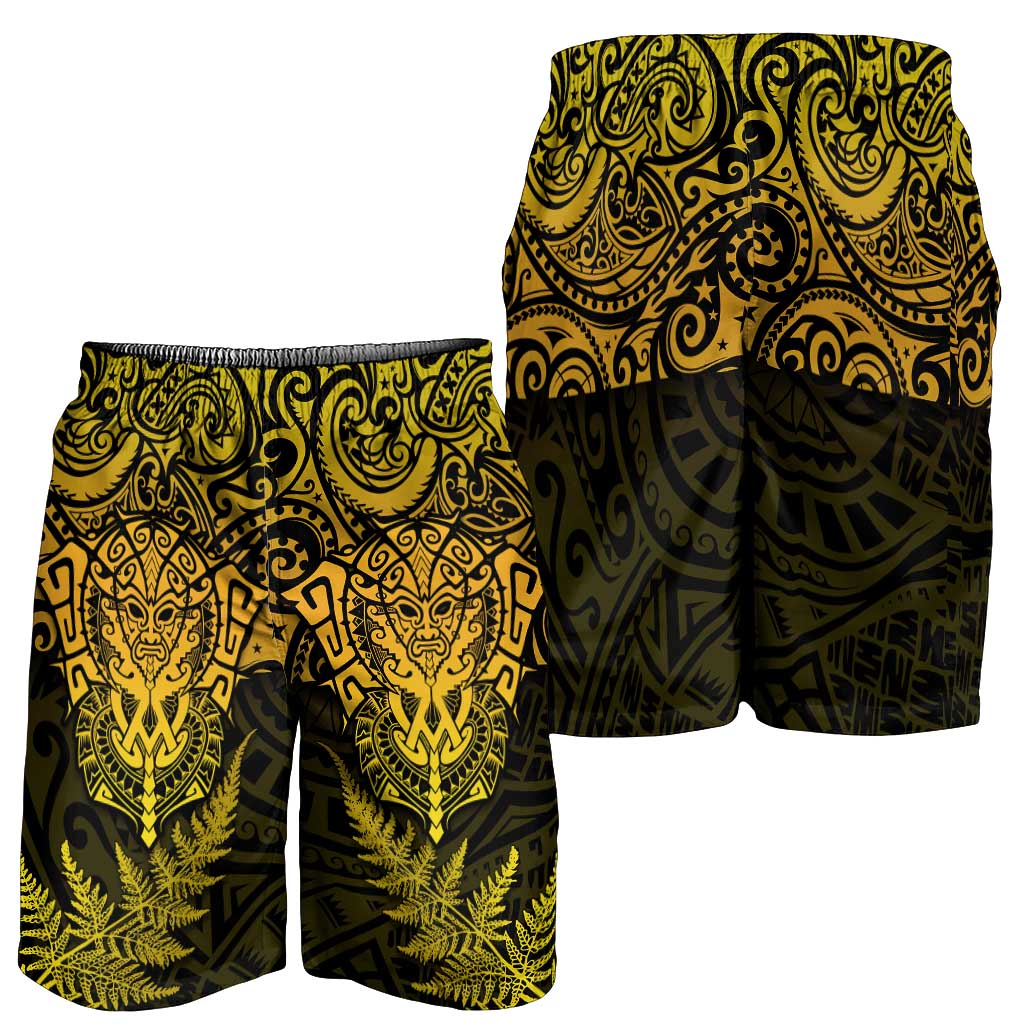 New Zealand Rugby All Gold Shorts for Men Silver Fern All Black Mix Ta Moko LT09
