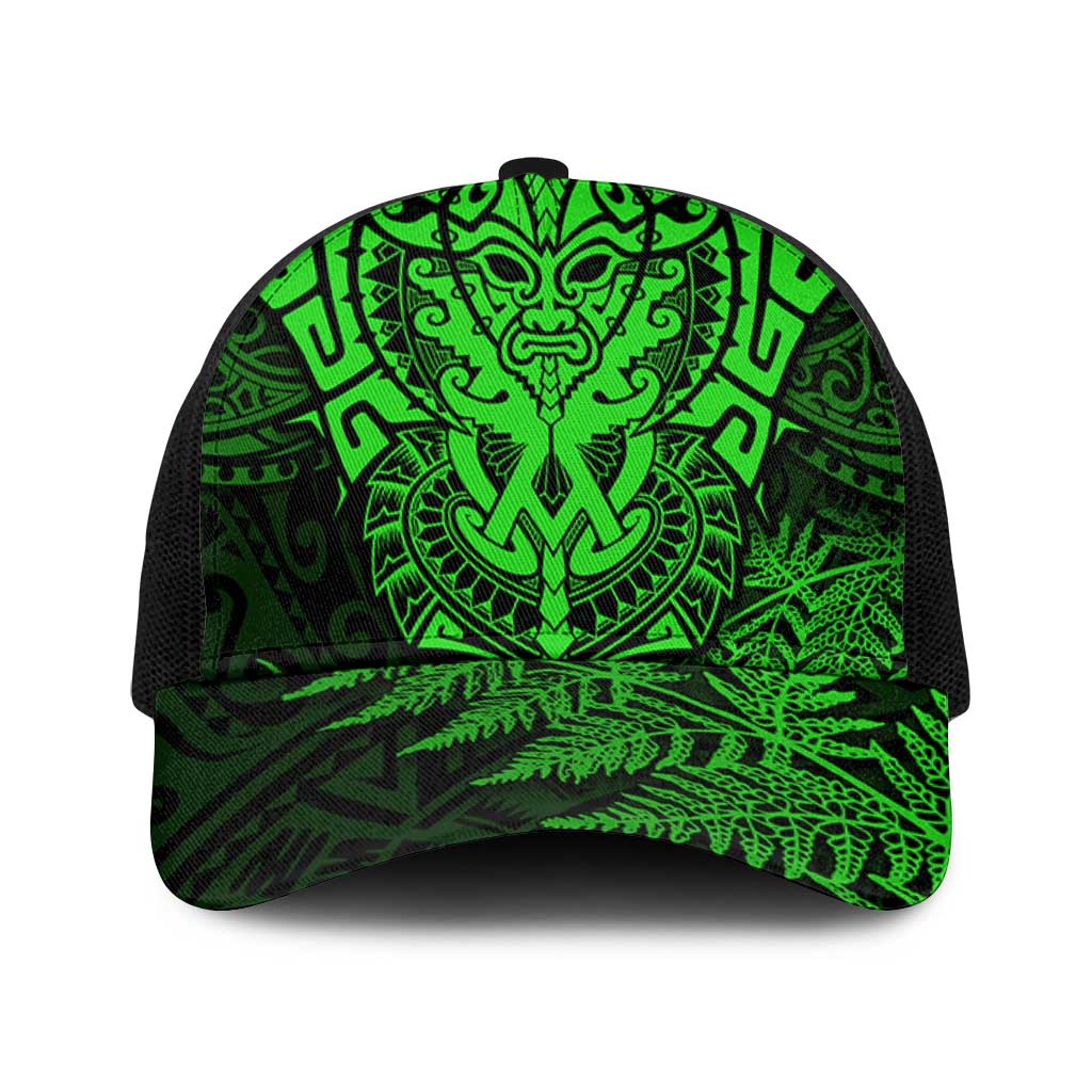 New Zealand Rugby All Green Baseball Net Cap Silver Fern All Black Mix Ta Moko - Polynesian Pride
