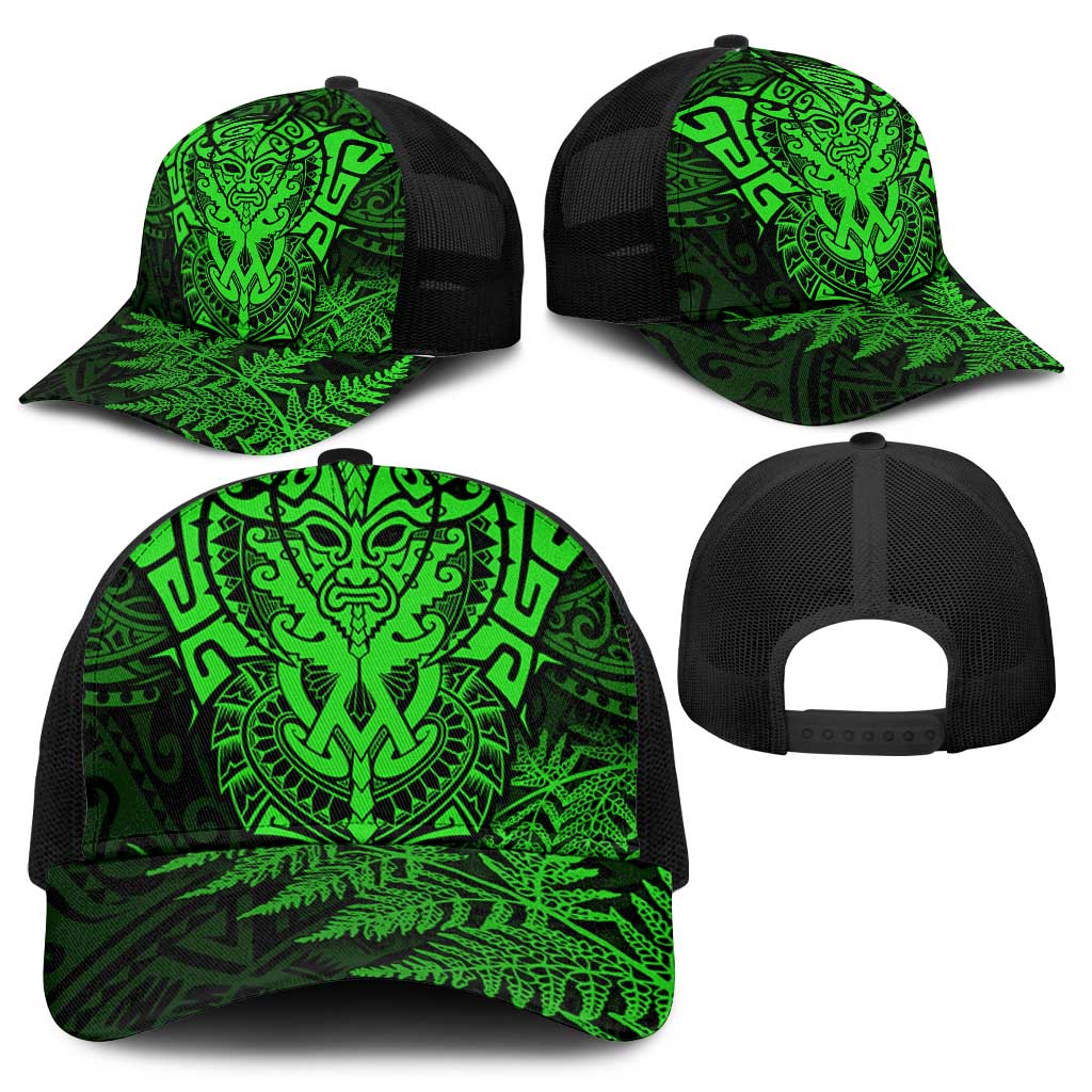 New Zealand Rugby All Green Baseball Net Cap Silver Fern All Black Mix Ta Moko - Polynesian Pride