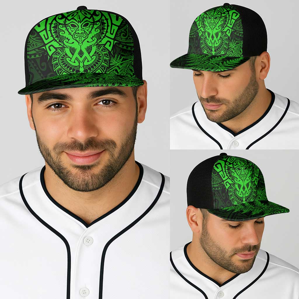 New Zealand Rugby All Green Baseball Net Cap Silver Fern All Black Mix Ta Moko - Polynesian Pride