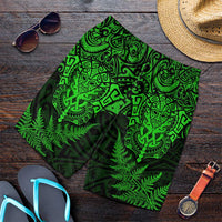 New Zealand Rugby All Green Shorts for Men Silver Fern All Black Mix Ta Moko LT09