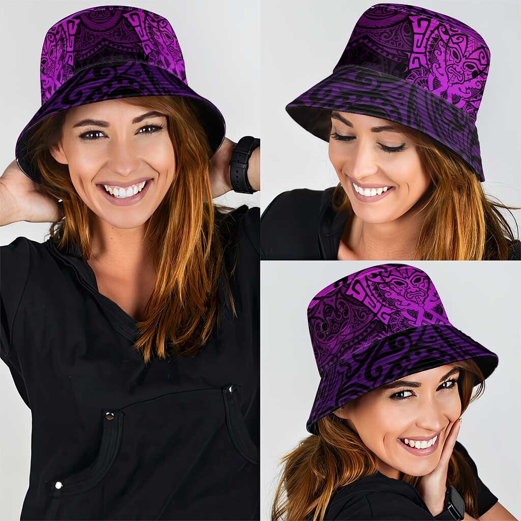 New Zealand Rugby All Purple Bucket Hat Silver Fern All Black Mix Ta Moko LT9