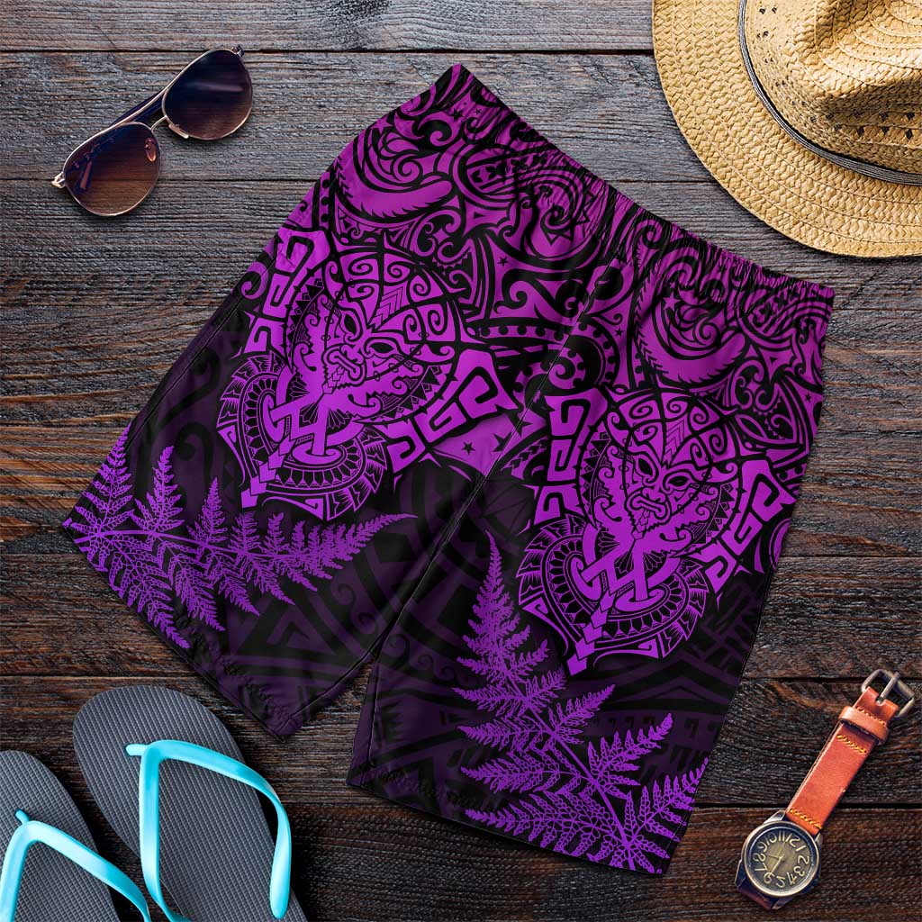 New Zealand Rugby All Purple Shorts for Men Silver Fern All Black Mix Ta Moko LT09