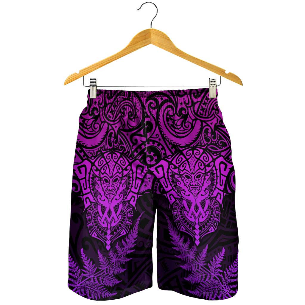 New Zealand Rugby All Purple Shorts for Men Silver Fern All Black Mix Ta Moko LT09