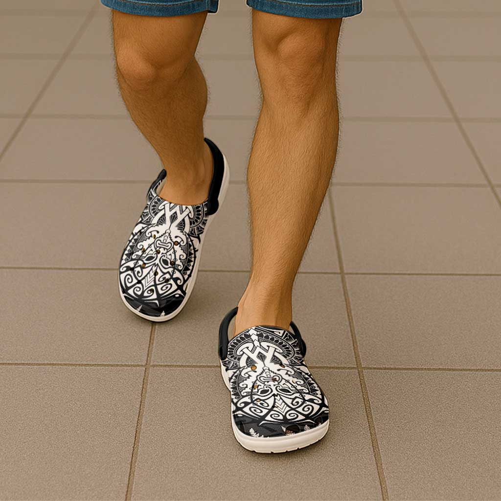 New Zealand Rugby All White Clogs Shoes Silver Fern All Black Mix Ta Moko