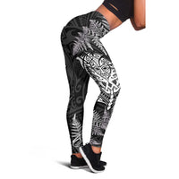 New Zealand Rugby All White Leggings Silver Fern All Black Mix Ta Moko LT09