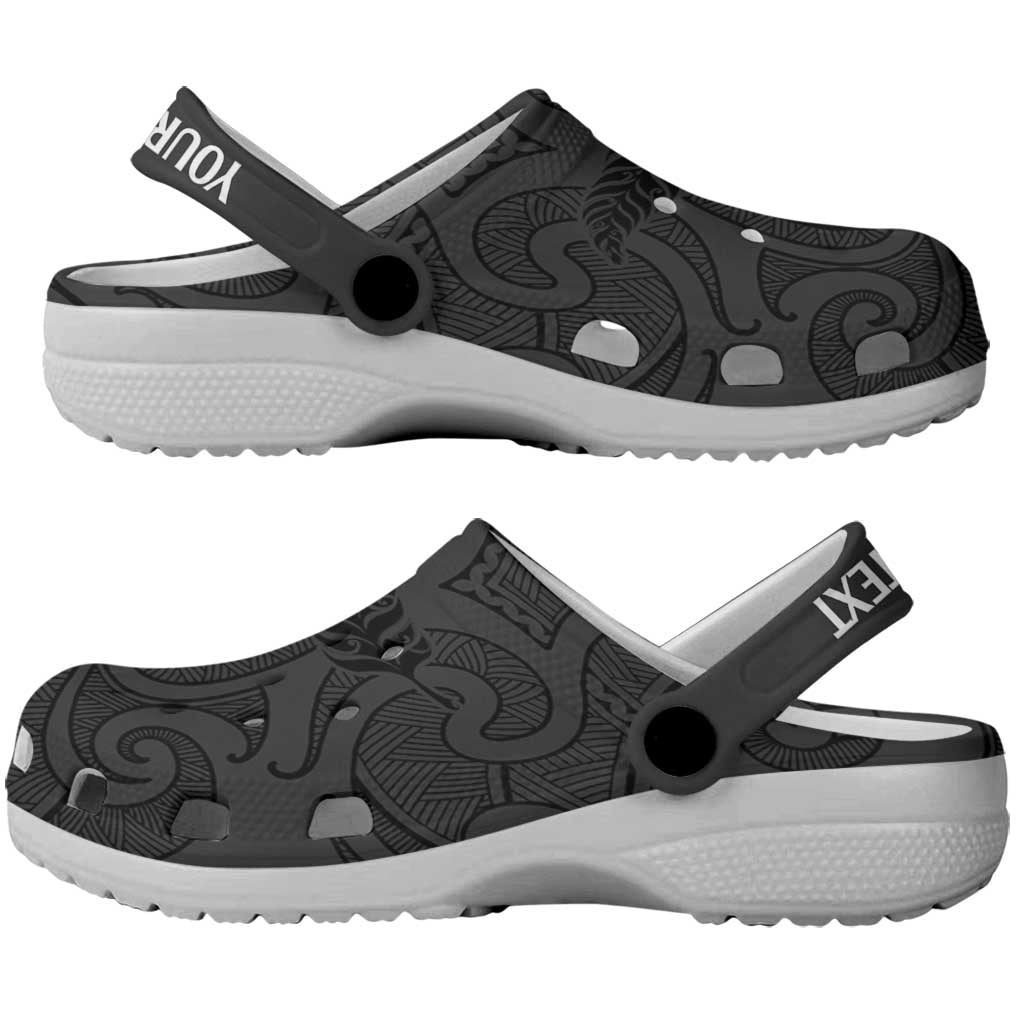 New Zealand Rugby Personalised Clogs Shoes All Black Fern Maori Tribal Pattern - Polynesian Pride