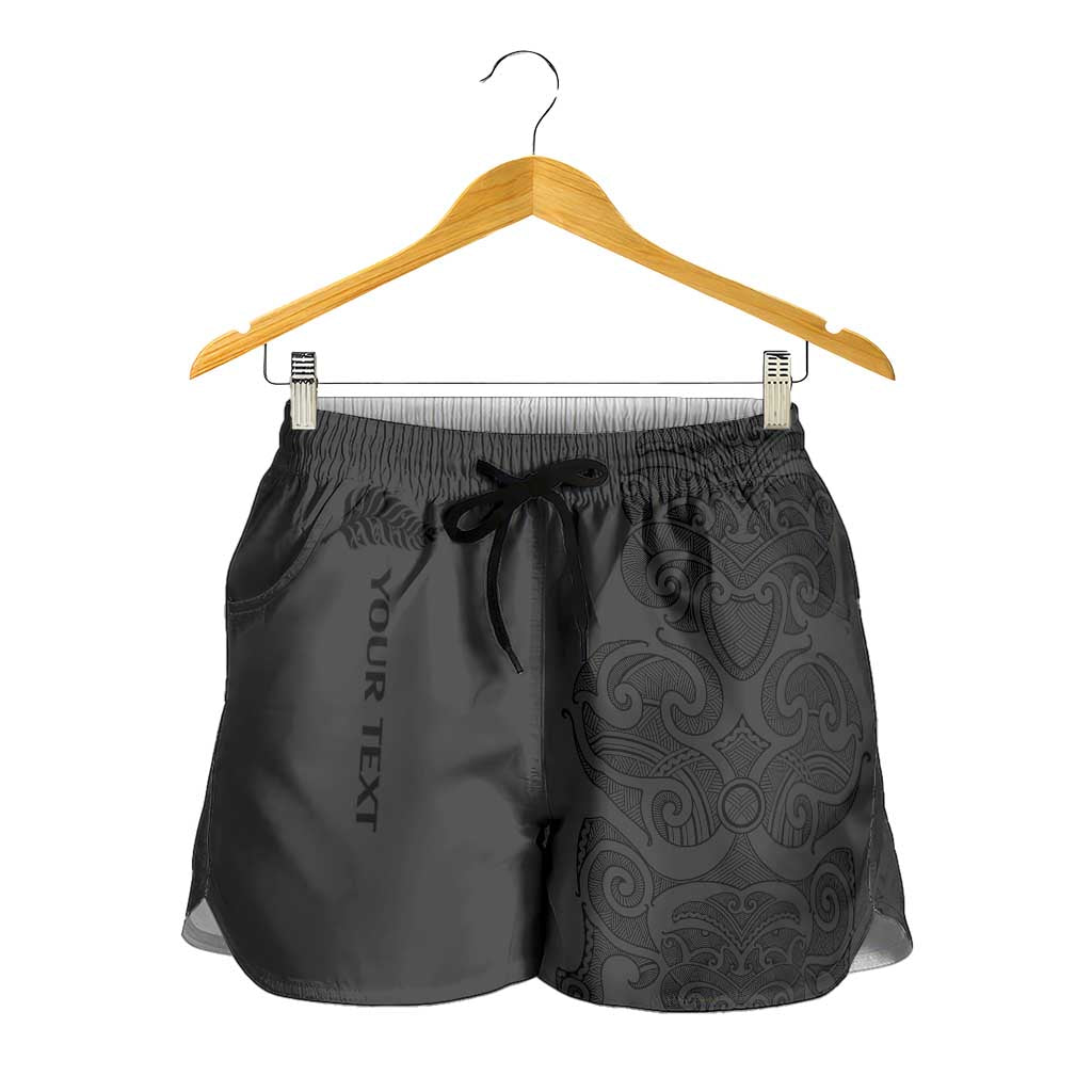 New Zealand Rugby Personalised Shorts for Women All Black Fern Maori Tribal Pattern - Polynesian Pride