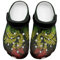New Zealand Sea Animals with Maori Tribal Tattoo Clogs Shoes Shark Manta Ray with Silver Fern Reggae