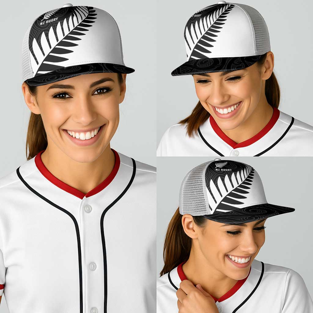 New Zealand Silver Fern Rugby Baseball Net Cap All Black Go Champions Maori Pattern - Polynesian Pride