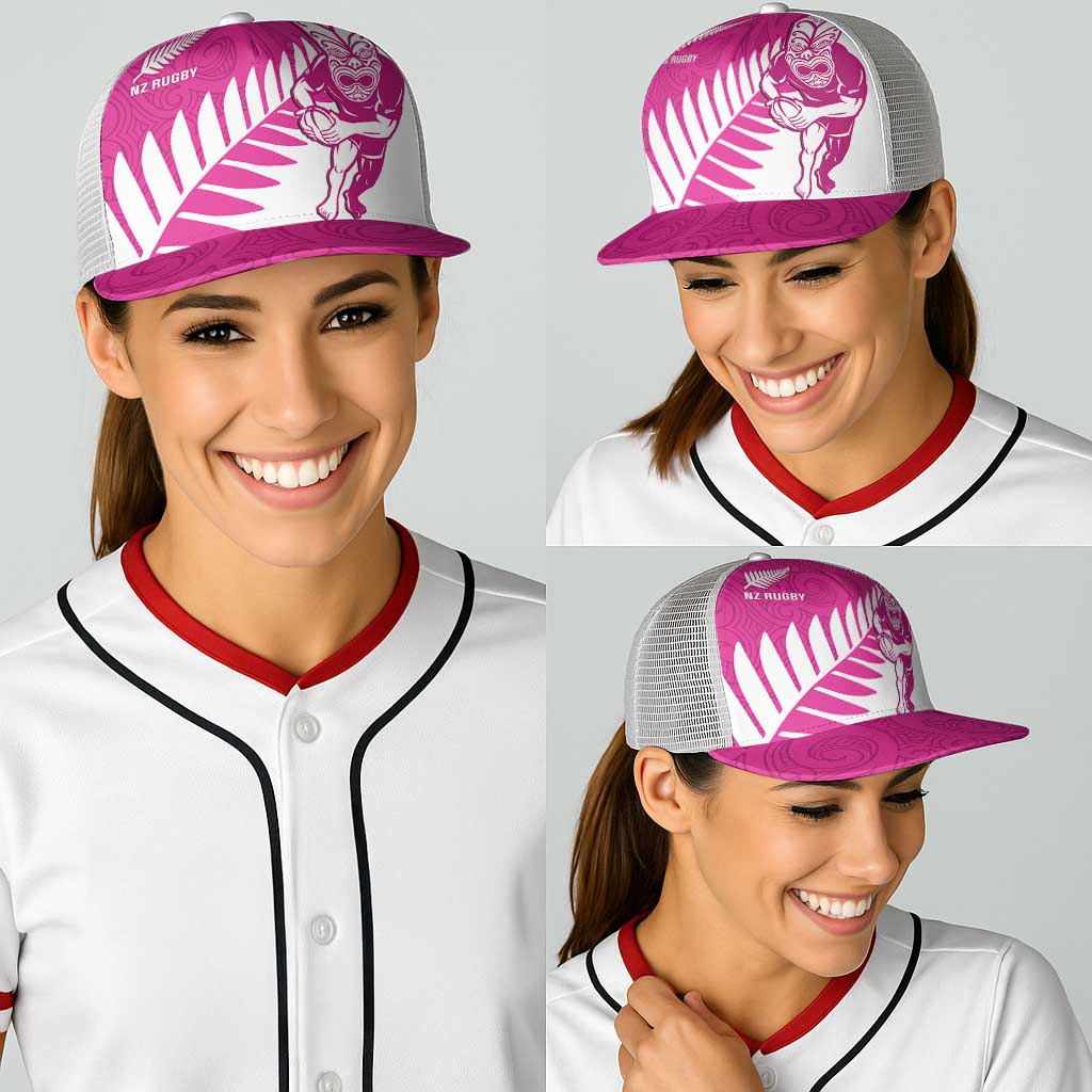 New Zealand Silver Fern Rugby Baseball Net Cap Go All Black Maori Pink Version - Polynesian Pride