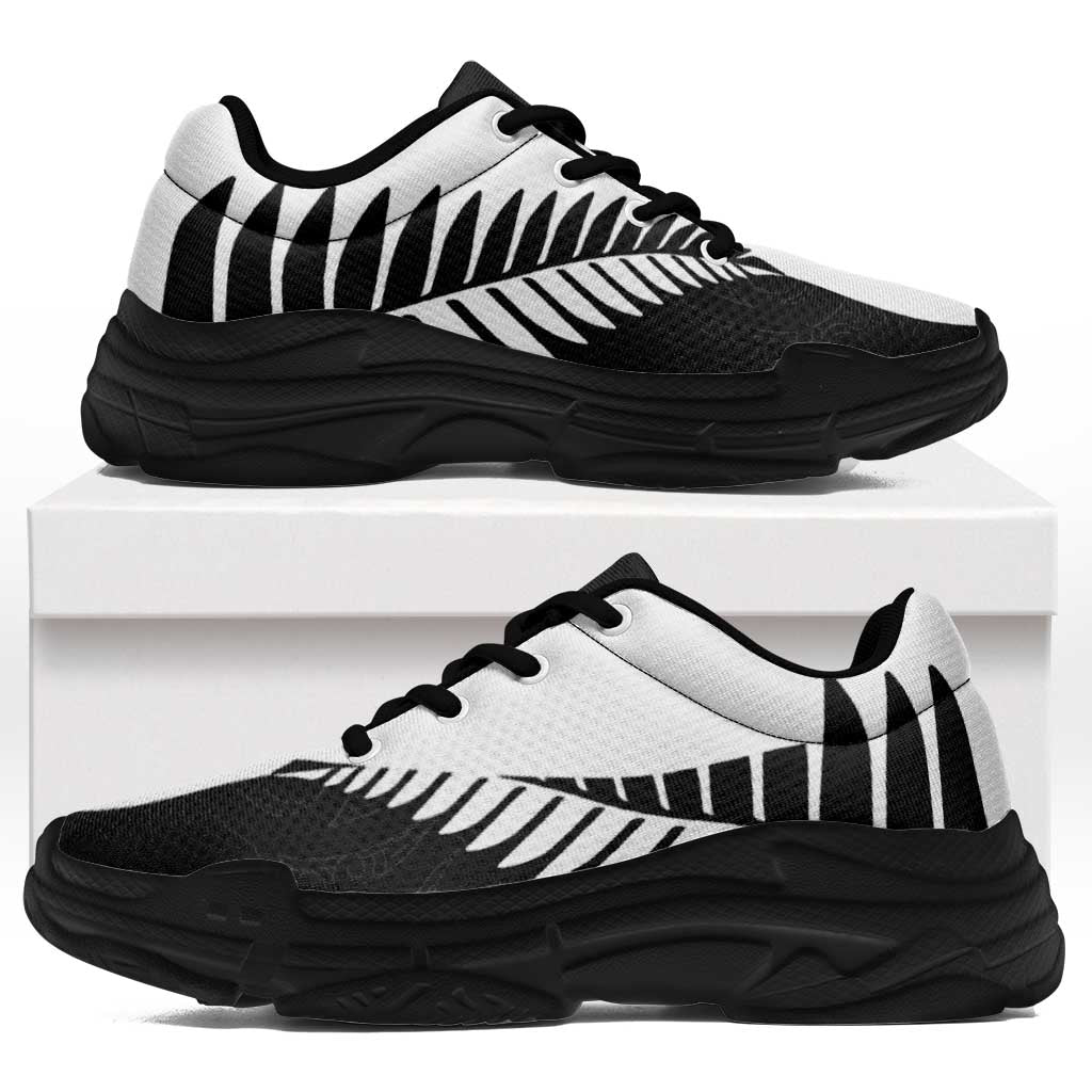 New Zealand Silver Fern Rugby Chunky Sneakers All Black Go Champions Maori Pattern - Polynesian Pride