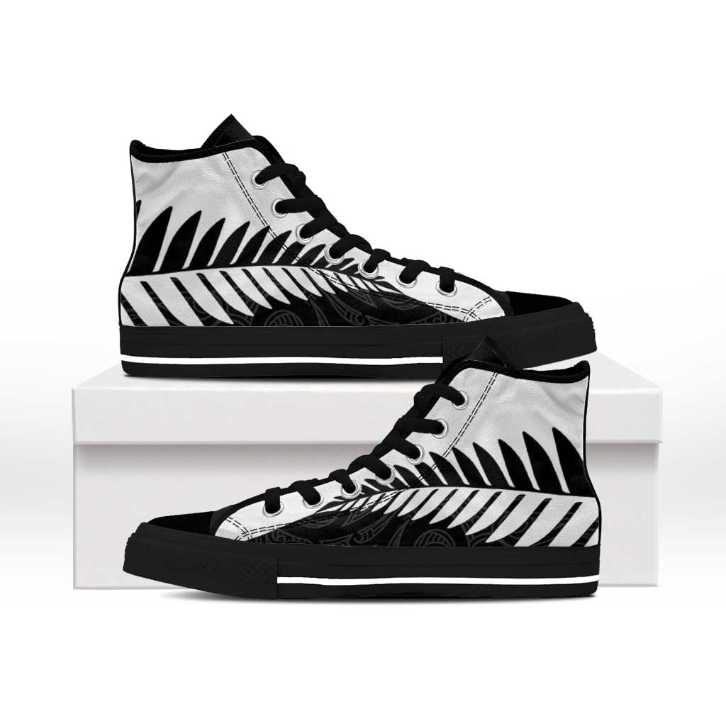 New Zealand Silver Fern Rugby High Top Shoes All Black Go Champions Maori Pattern - Polynesian Pride