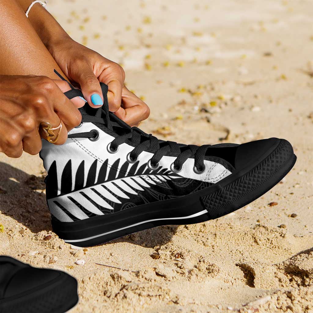New Zealand Silver Fern Rugby High Top Shoes All Black Go Champions Maori Pattern - Polynesian Pride