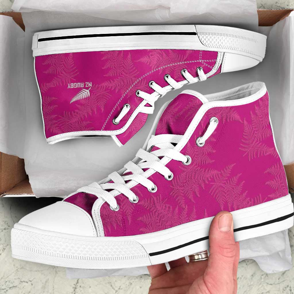 New Zealand Silver Fern Rugby High Top Shoes Go Aotearoa World Cup Pink Version - Polynesian Pride