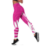 New Zealand Silver Fern Rugby Leggings Go All Black Maori Pink Version - Polynesian Pride