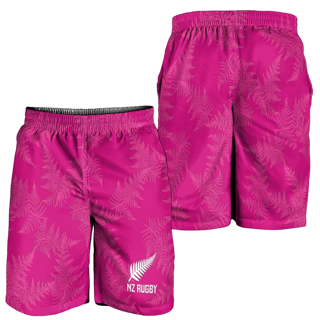 New Zealand Silver Fern Rugby Shorts for Men Go Aotearoa Champions World Cup Pink - Polynesian Pride