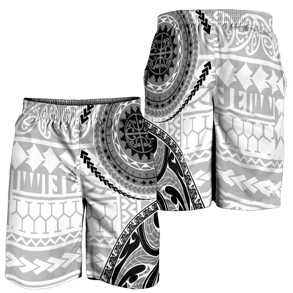 New Zealand White Maori Koru Simple Style Shorts for Men LT05 - Polynesian Pride