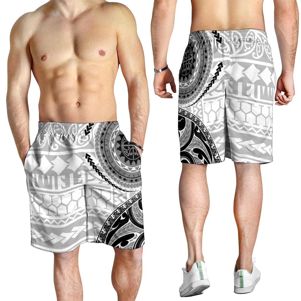New Zealand White Maori Koru Simple Style Shorts for Men LT05 - Polynesian Pride