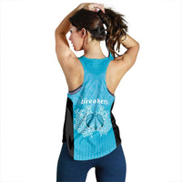 New Zealand Women Racerback Tank Fire Basketball Maori Tribal Sky Blue - Polynesian Pride
