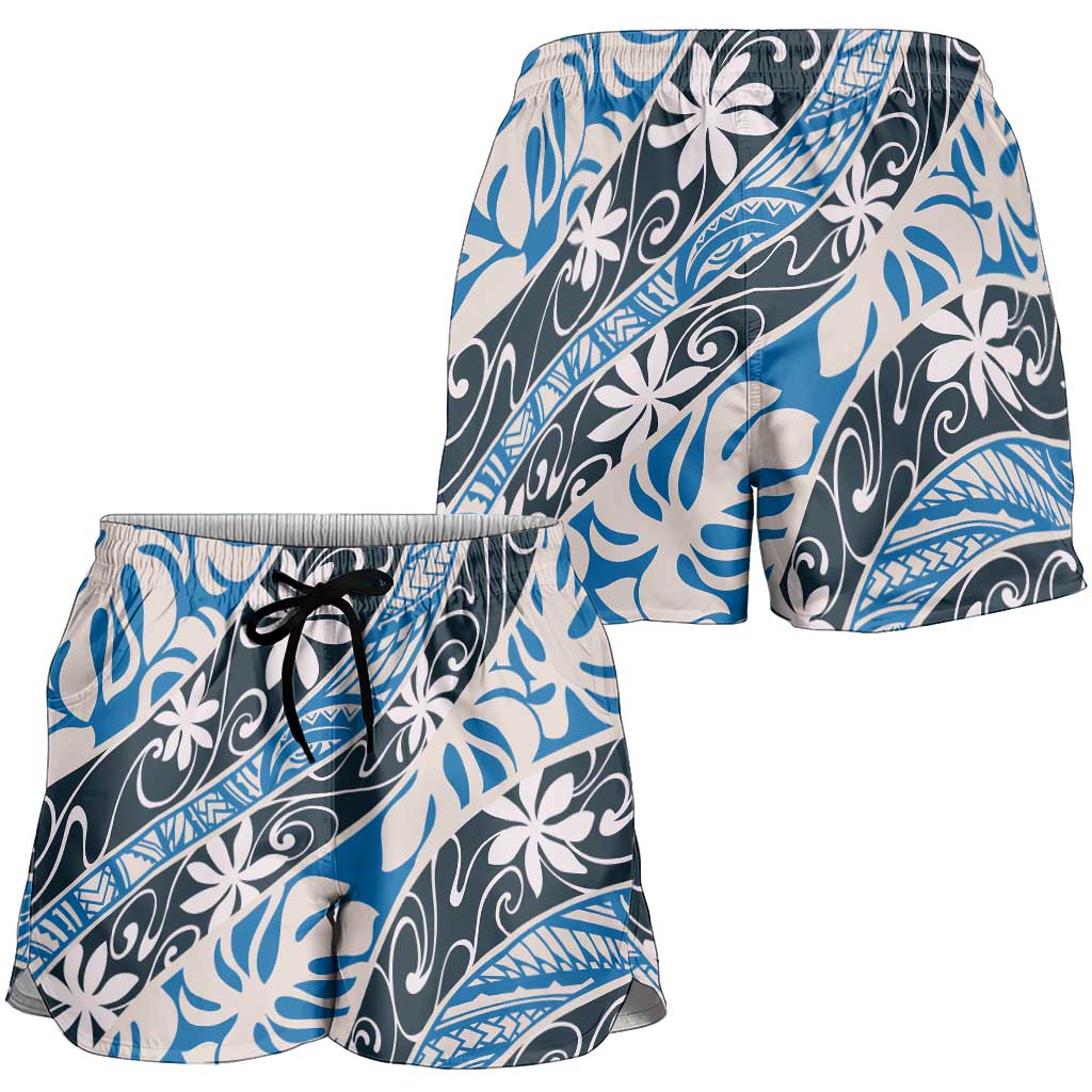 Ninamu Tahiti Tiare Monstera Shorts for Women Polynesian Pattern Curve Style - Polynesian Pride