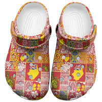 Niue Monuina e Kilisimasi Clogs Shoes Pacific Patchwork Xmas Vibes LT9 Yellow - Polynesian Pride