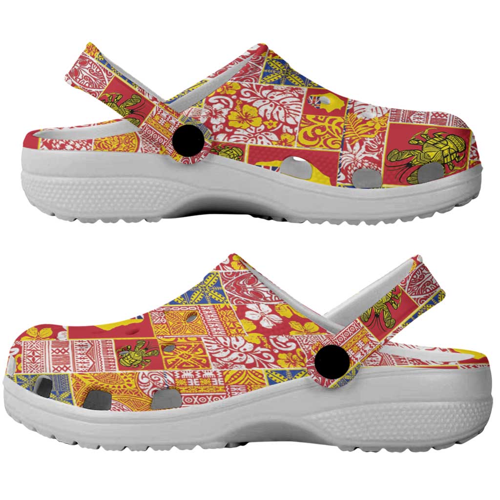 Niue Monuina e Kilisimasi Clogs Shoes Pacific Patchwork Xmas Vibes LT9 - Polynesian Pride