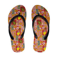 Niue Monuina e Kilisimasi Flip Flops Pacific Patchwork Xmas Vibes LT9 Yellow - Polynesian Pride