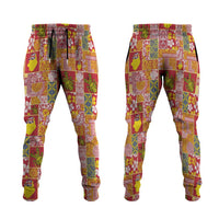 Niue Monuina e Kilisimasi Jogger Pants Pacific Patchwork Xmas Vibes LT9 Yellow - Polynesian Pride