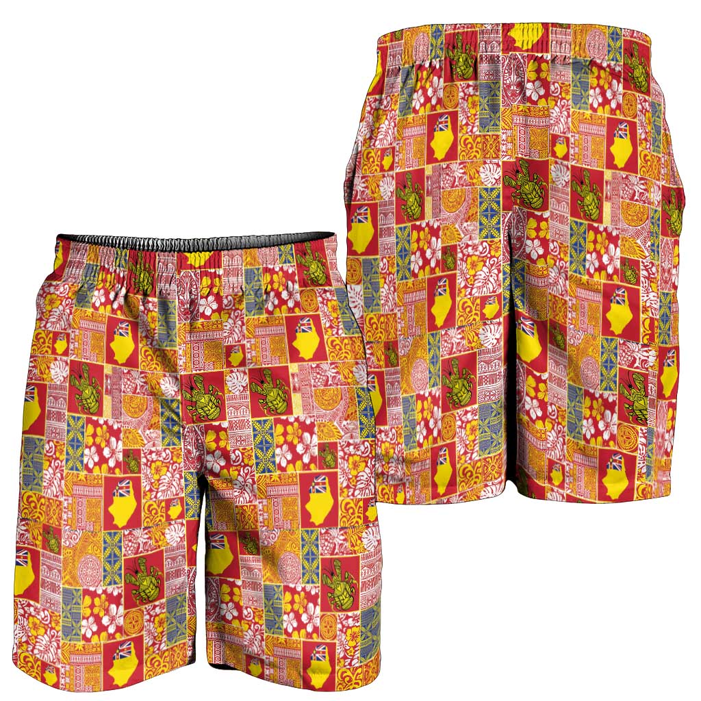 Niue Monuina e Kilisimasi Shorts for Men Pacific Patchwork Xmas Vibes LT9 - Polynesian Pride