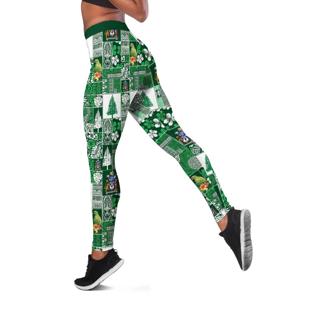 Norfolk Island Meri Krismas Leggings Pacific Patchwork Xmas Vibes - Polynesian Pride