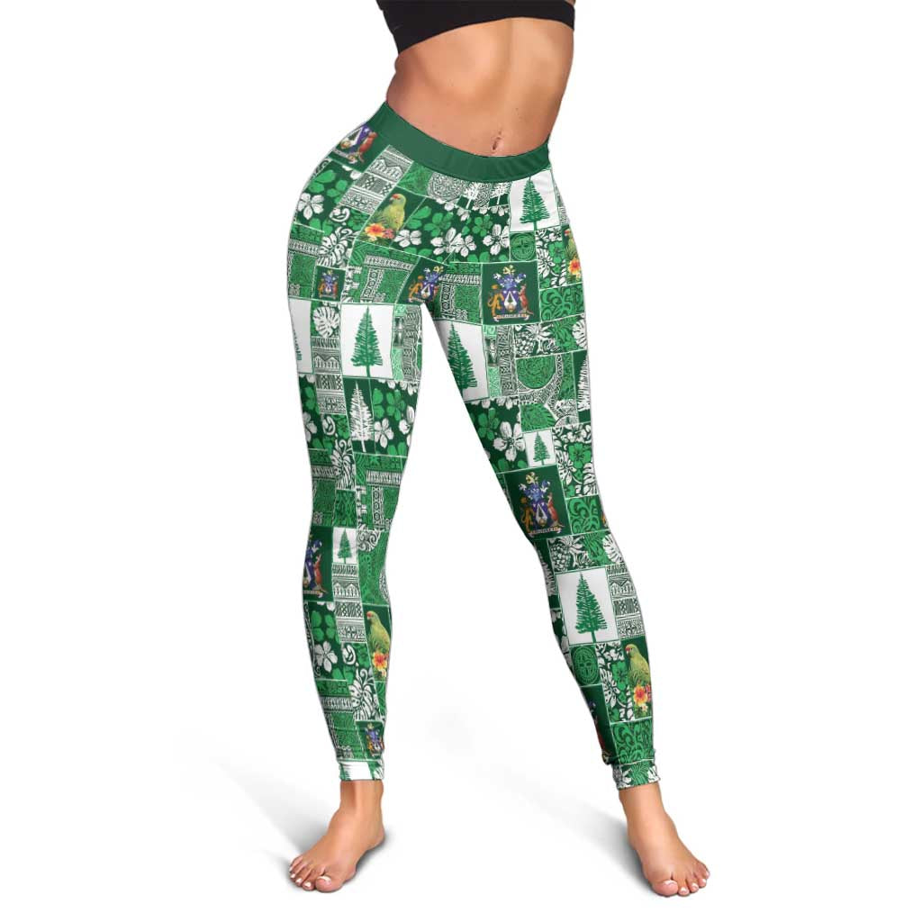 Norfolk Island Meri Krismas Leggings Pacific Patchwork Xmas Vibes - Polynesian Pride