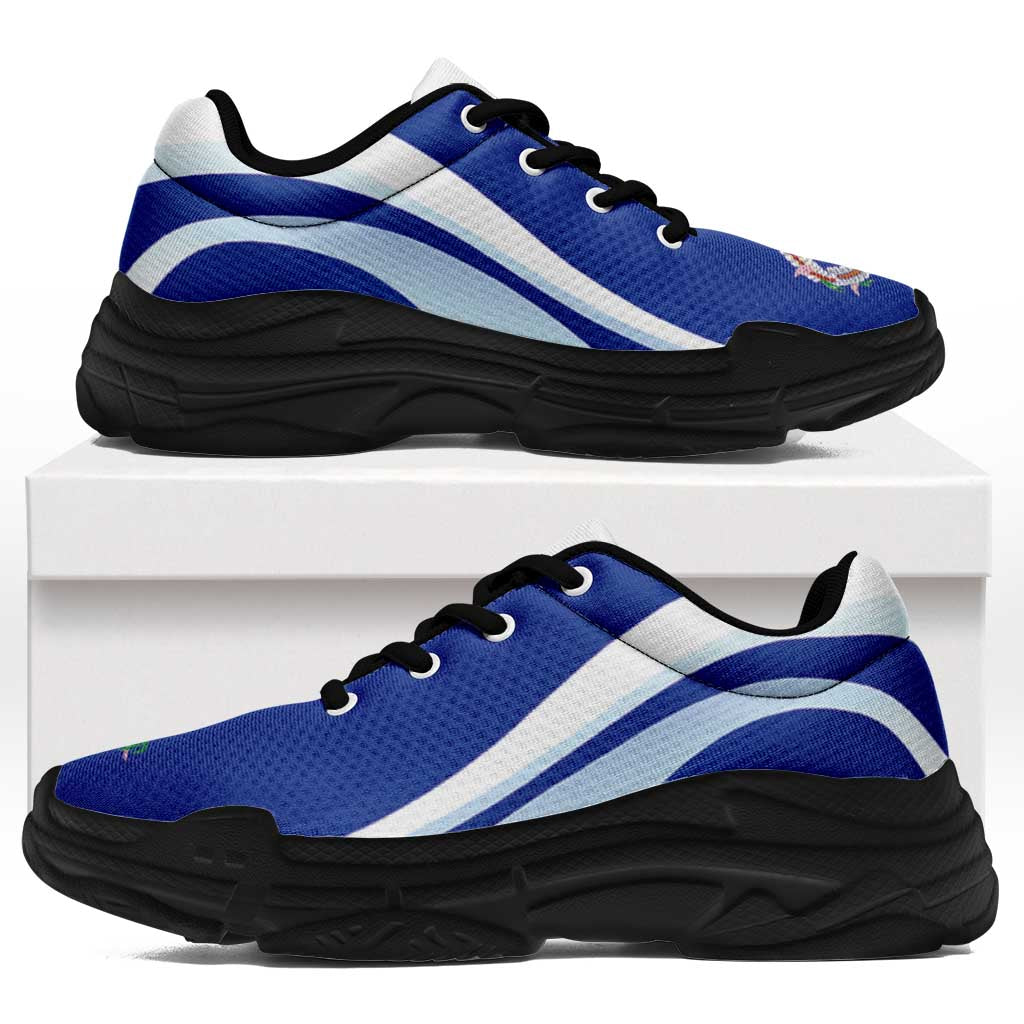 Northern Mariana Islands Chunky Sneakers Flag-Inspired Curve Style LT05 Blue - Polynesian Pride