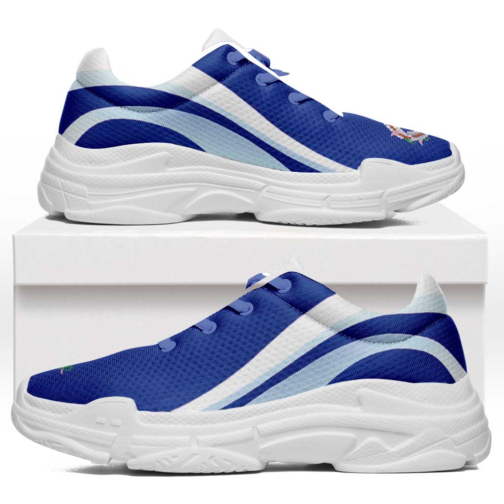 Northern Mariana Islands Chunky Sneakers Flag-Inspired Curve Style LT05 Blue - Polynesian Pride