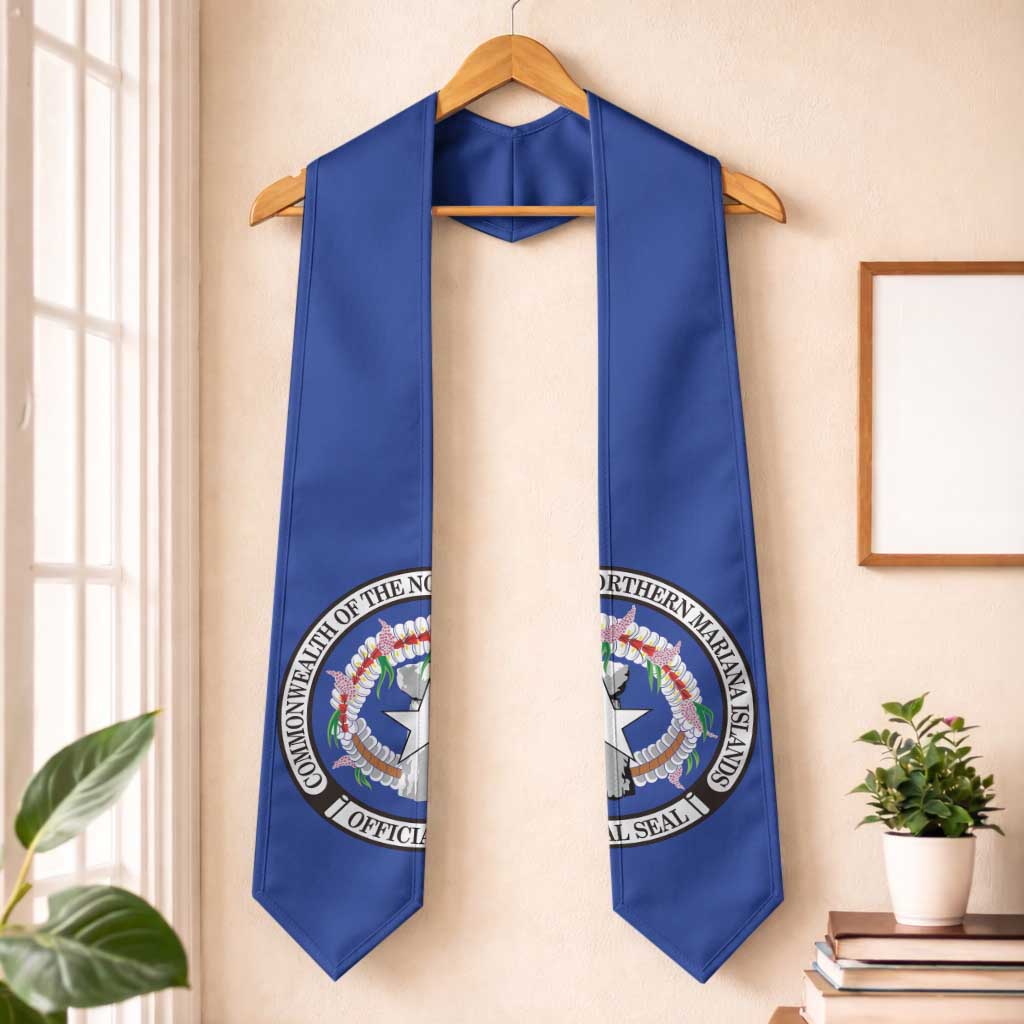 Northern Mariana Islands Graduation Stole Coat Of Arms Style LT05 One Size Blue - Polynesian Pride