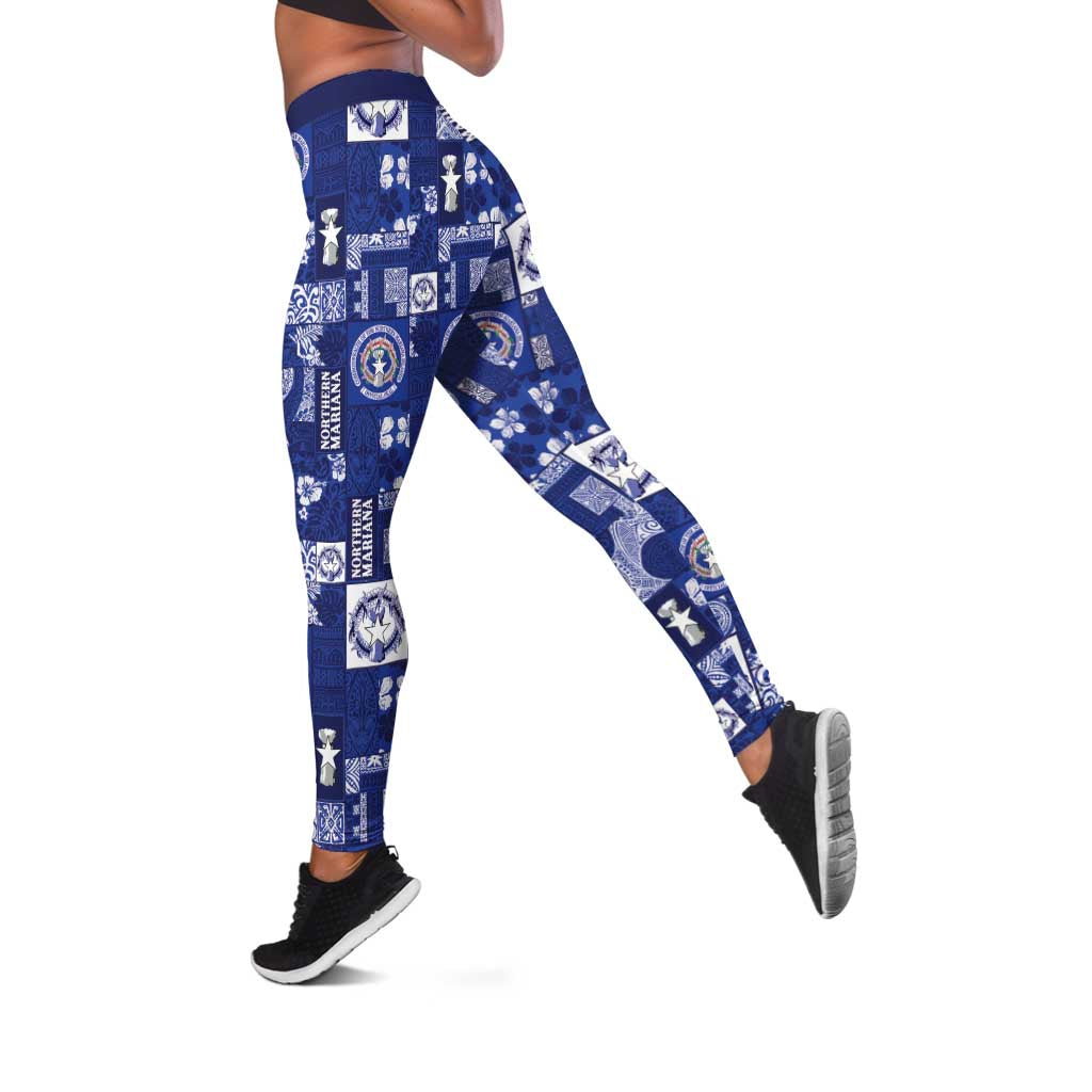 Northern Mariana Islands Magof Nochebuena Leggings Pacific Patchwork Xmas Vibes - Polynesian Pride