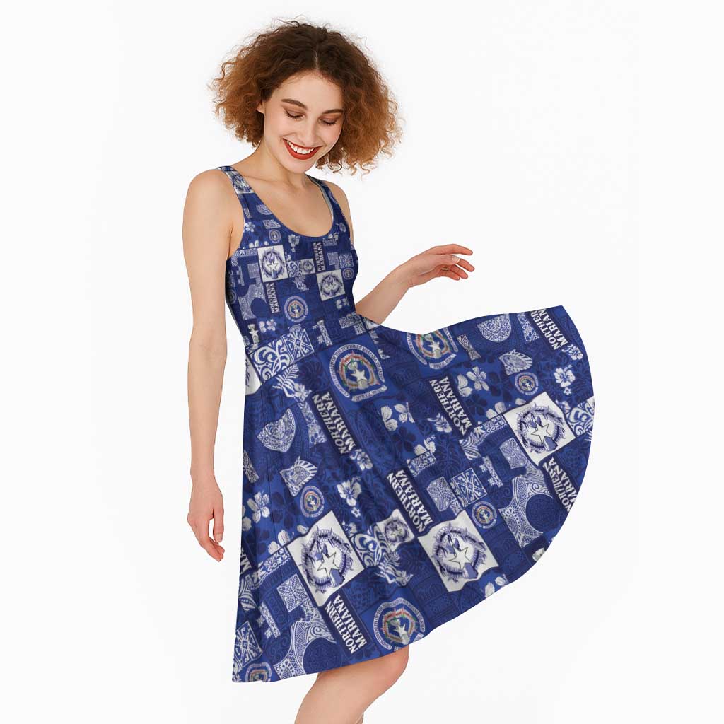 Northern Mariana Islands Magof Nochebuena Midi Dress Pacific Patchwork Xmas Vibes - Polynesian Pride