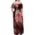 Polynesian Pride Dress - American Samoa 684 Siapo Coat Of Arms Red Off Shoulder Long Dress