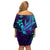 Purple Polynesian Family Matching Off Shoulder Short Dress and Hawaiian Shirt Tribal Hammerhead Shark LT14 - Polynesian Pride