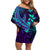 Purple Polynesian Family Matching Off Shoulder Short Dress and Hawaiian Shirt Tribal Hammerhead Shark LT14 Mom's Dress Purple - Polynesian Pride