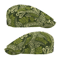 Olive Green Monstera Jeff Hat Polynesian Tribal Pattern - Polynesian Pride