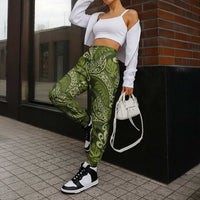 Olive Green Monstera Jogger Pants Polynesian Tribal Pattern - Polynesian Pride