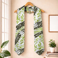 Olive Tahiti Tiare Monstera Graduation Stole Polynesian Pattern Curve Style LT01 One Size Olive - Polynesian Pride