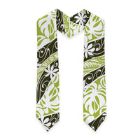 Olive Tahiti Tiare Monstera Graduation Stole Polynesian Pattern Curve Style LT01 - Polynesian Pride