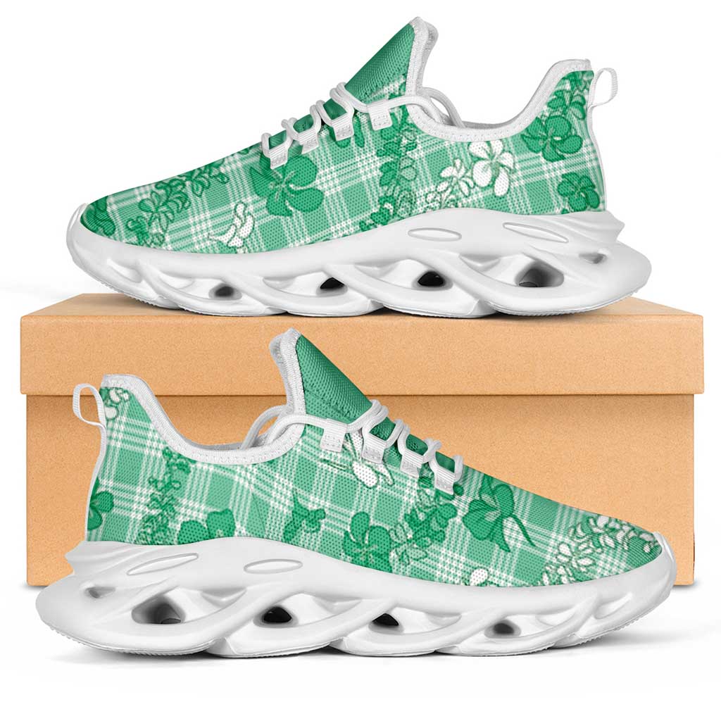 Omaomao Aloha Hawaii Clunky Sneakers Plumeria Lei With Palaka Motif - Polynesian Pride