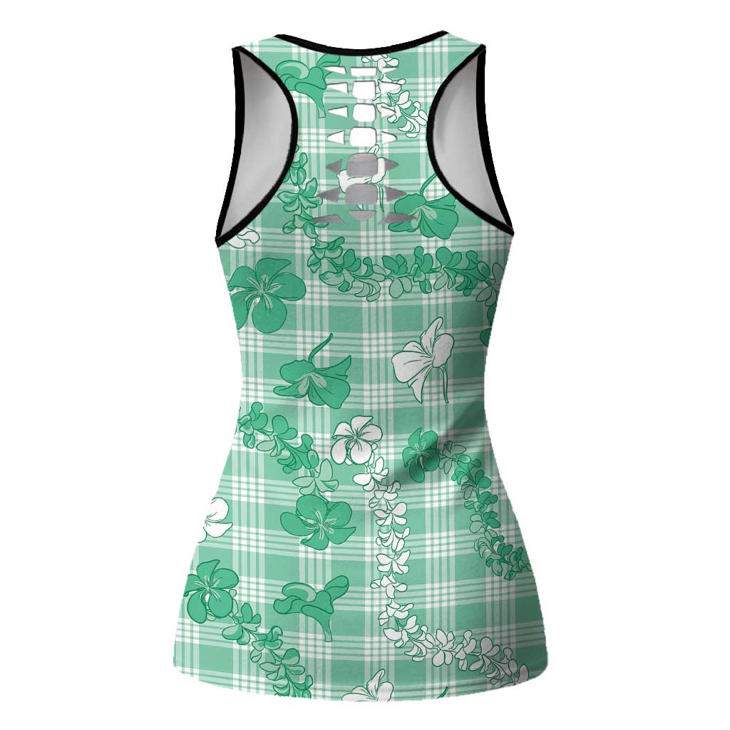 Omaomao Aloha Hawaii Hollow Tank Top Plumeria Lei With Palaka Motif - Polynesian Pride