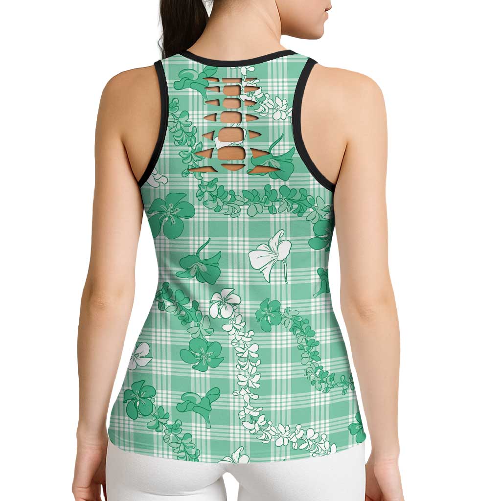 Omaomao Aloha Hawaii Hollow Tank Top Plumeria Lei With Palaka Motif - Polynesian Pride